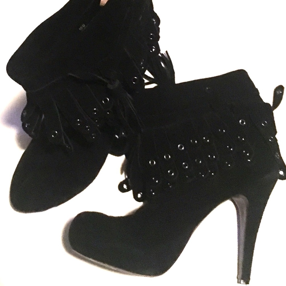 Mojo Moxy | Suede Fringe Bootie Studded - image 2